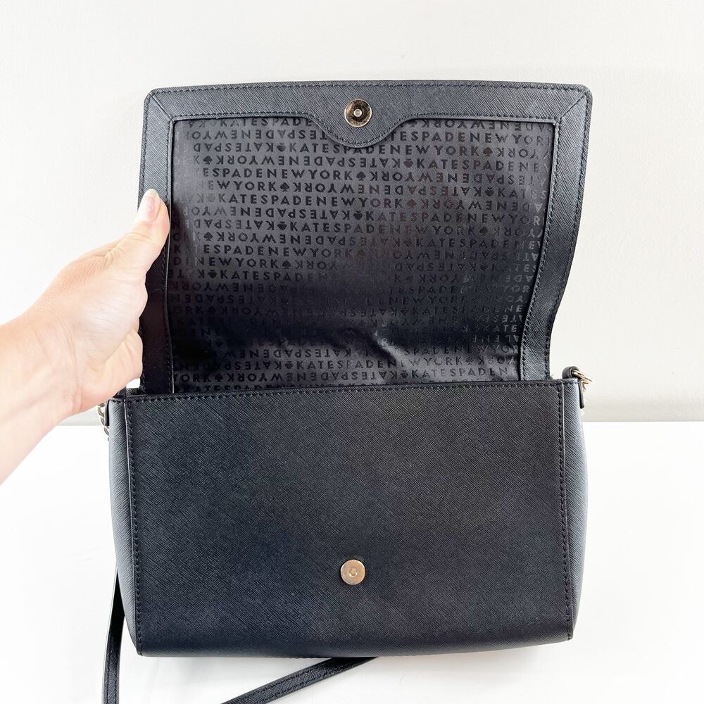 Kate Spade Rectangle Crossbody Purse Bag Leather Black - Picture 5 of 7